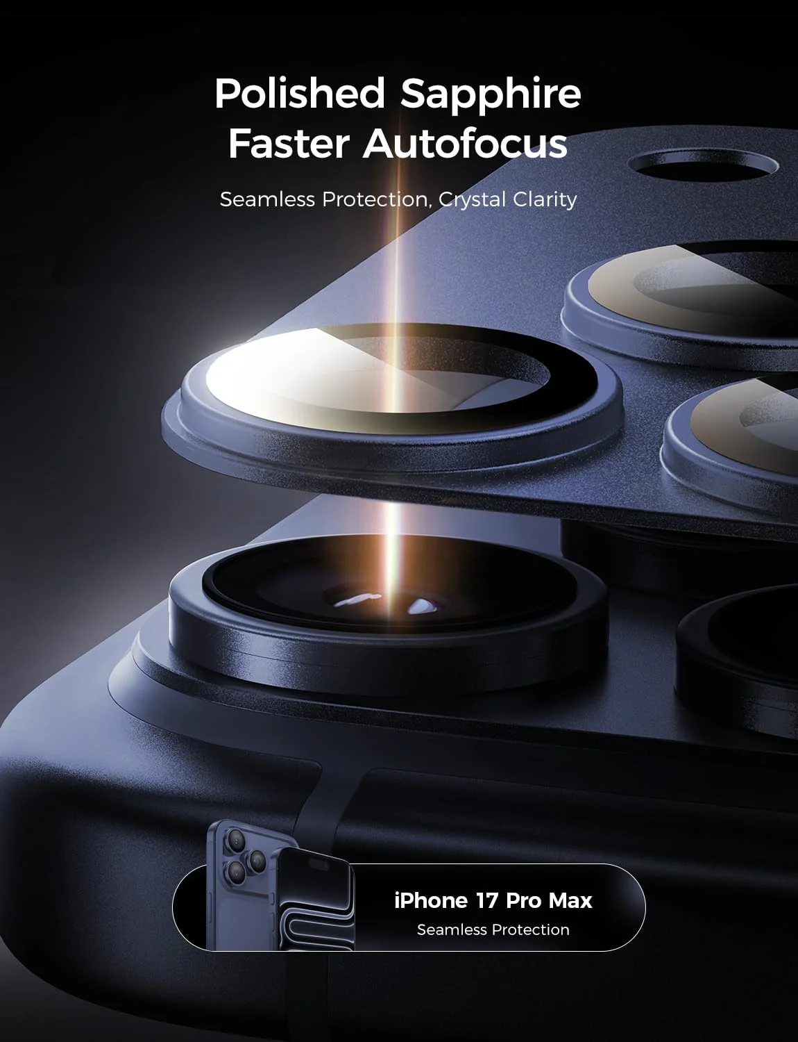 iPhone 17 Pro/Pro Max Sapphire Camera Lens Protector - Image 10